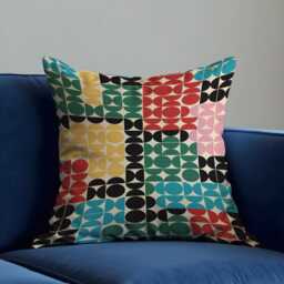 Retro Geometric Cushion Cover, Color Block Modern Mid-Century Pillow Colourful Living Room & Bedroom Throw Case