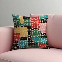 Retro Geometric Cushion Cover, Color Block Modern Mid-Century Pillow Colourful Living Room & Bedroom Throw Case - thumbnail 2