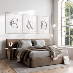 Personalised Couple Prints, Couple Initials, Couple Names, Bedroom Decor, Set Of 3 Gift, Bedroom Prints, Above Bed, Bedroom Wall Art - thumbnail 1