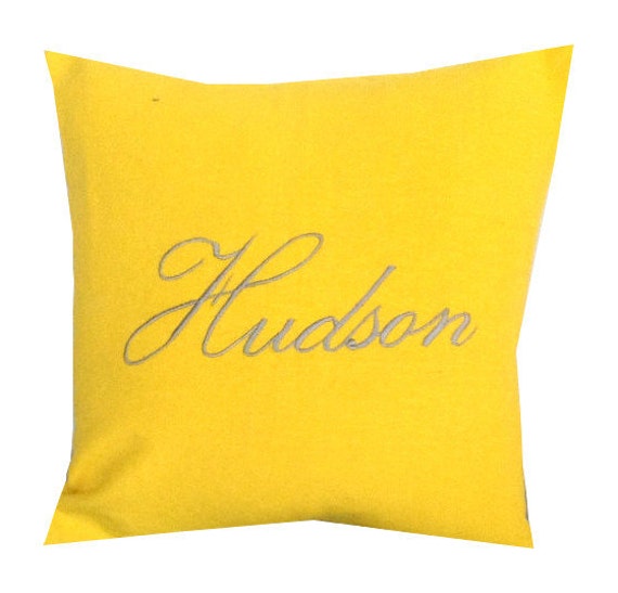Custom Pillow Cover, Personalized Name Throw Sofa Pillow, Yellow Accent Pillows - image 1