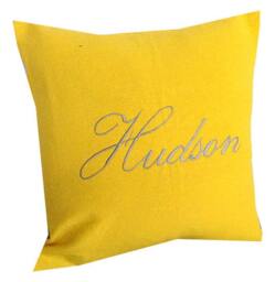 Custom Pillow Cover, Personalized Name Throw Sofa Pillow, Yellow Accent Pillows - thumbnail 2