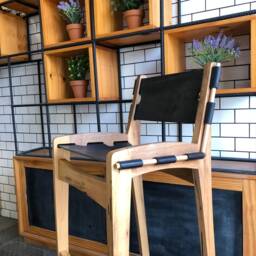 Quilpo Lowback Chair - Black Leather Dining Chair, Handcrafted in Argentina - thumbnail 2