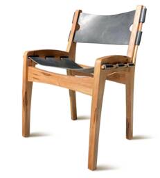 Quilpo Lowback Chair - Black Leather Dining Chair, Handcrafted in Argentina