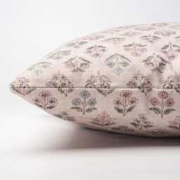Vintage Meadow Cushion Cover in Natural Beige. 100% Cotton, Ditsy Small-Scale Floral Print. 17x17 - thumbnail 2
