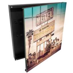 Retro Motel Wall Mounted Key Cabinet, Beige Box For Wall, Vintage Landscapes, Lovers - thumbnail 1