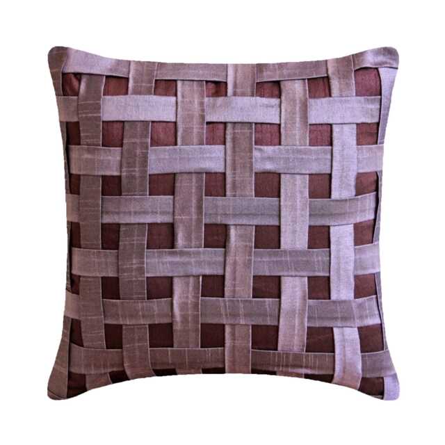 "Handmade Checkered, Basket Weave, Texture Plum Purple Euro Pillow Cover 24""x24""/26""x26" - image 1