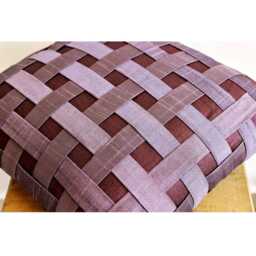 "Handmade Checkered, Basket Weave, Texture Plum Purple Euro Pillow Cover 24""x24""/26""x26" - thumbnail 3