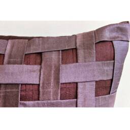 "Handmade Checkered, Basket Weave, Texture Plum Purple Euro Pillow Cover 24""x24""/26""x26" - thumbnail 3