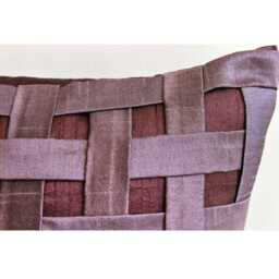 "Handmade Checkered, Basket Weave, Texture Plum Purple Euro Pillow Cover 24""x24""/26""x26" - thumbnail 2