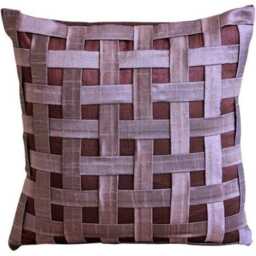 "Handmade Checkered, Basket Weave, Texture Plum Purple Euro Pillow Cover 24""x24""/26""x26" - thumbnail 1
