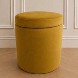 Luxury Velvet Storage Stool Upholstered Dressing Seat Vanity Table Ottoman - thumbnail 2