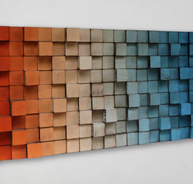Handmade Reclaimed Wood Wall Art - Modern Geometric Sculpture - image 1