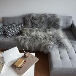 Giant Sheepskin Double Xxl Grey Throw Genuine Leather Sheep Skin 52 - thumbnail 2