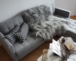 Giant Sheepskin Double Xxl Grey Throw Genuine Leather Sheep Skin 52 - thumbnail 1