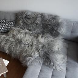 Giant Sheepskin Double Xxl Grey Throw Genuine Leather Sheep Skin 52 - thumbnail 4