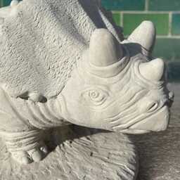 Concrete Triceratops Dinosaur Statue Handcrafted Jurassic Animal Ornament Stone Prehistoric Reptile Sculpture Outdoor Decor Dino Lovers Gift - thumbnail 3