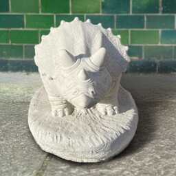Concrete Triceratops Dinosaur Statue Handcrafted Jurassic Animal Ornament Stone Prehistoric Reptile Sculpture Outdoor Decor Dino Lovers Gift - thumbnail 2