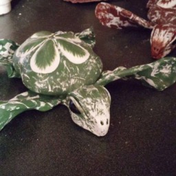 Baby Sea Turtles Hand Made.with Clay & Sea Shells From The Ocean Using A Sand Dollar - Sea Urchin As Main Body, Unique, One Of Kind - thumbnail 3
