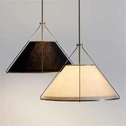 1950S Mid-Century Modern Linen Cone Chandelier Japandi Cream Pendant Light - thumbnail 3