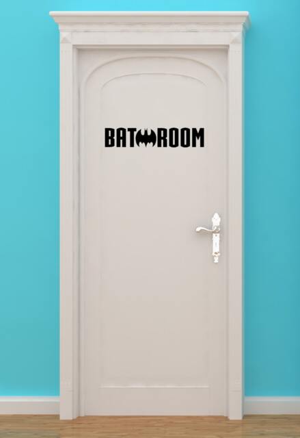 Bat Making H, Bathroom Sign, Restroom Door Decal, Wall Art, Superhero, Vinyl Sticker, Art - image 1