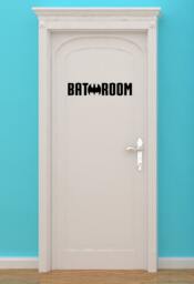 Bat Making H, Bathroom Sign, Restroom Door Decal, Wall Art, Superhero, Vinyl Sticker, Art - thumbnail 1