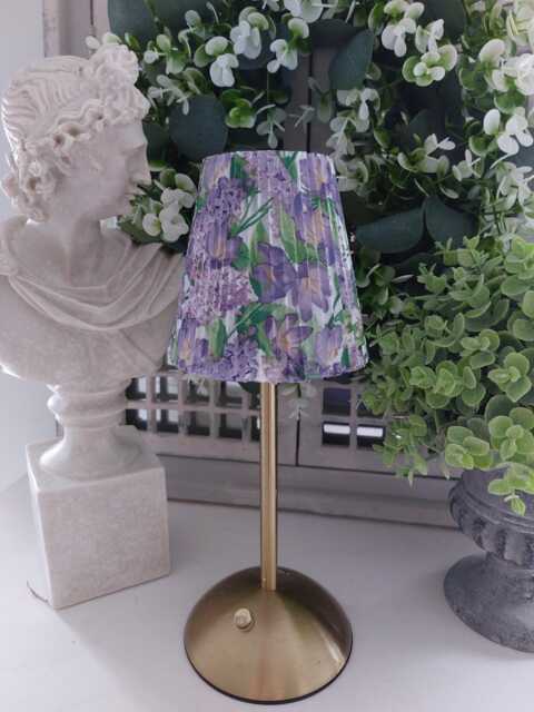 Cordless Touch Lamp. Beautiful Decoupaged Purple & Lilac Usb Rechargeable Table Lamp.matching Hand Decorated.cordless - image 1