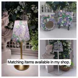 Cordless Touch Lamp. Beautiful Decoupaged Purple & Lilac Usb Rechargeable Table Lamp.matching Hand Decorated.cordless - thumbnail 4