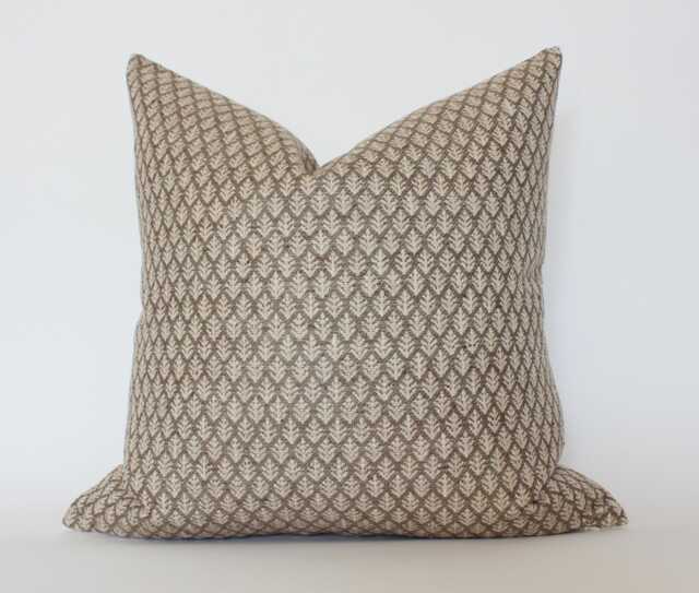 Brown Floral Pillow Cover, Earthy Textured Throw Pillow, Warm Cushion Neutral Cover -- Fern - image 1