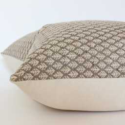 Brown Floral Pillow Cover, Earthy Textured Throw Pillow, Warm Cushion Neutral Cover -- Fern - thumbnail 2
