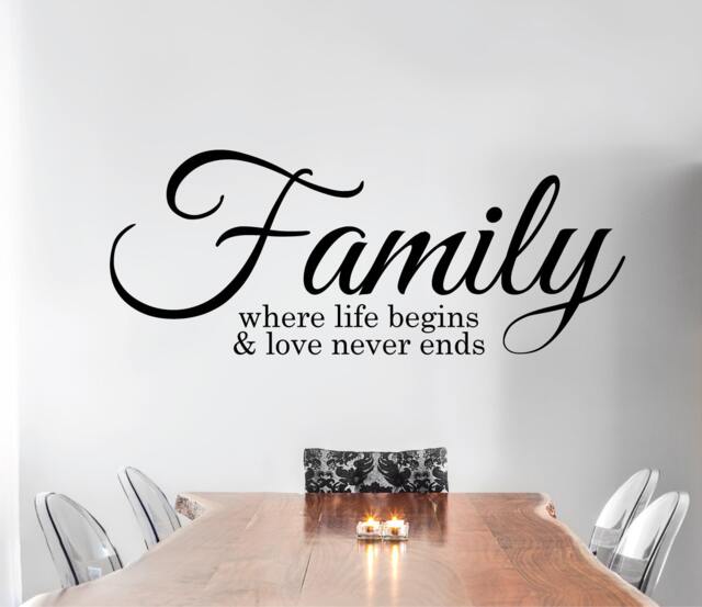 Family Wall Sticker Quote - Family, Where Life Begins & Love Never Ends L Decal Saying - Home Decor - image 1