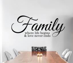 Family Wall Sticker Quote - Family, Where Life Begins & Love Never Ends L Decal Saying - Home Decor - thumbnail 1