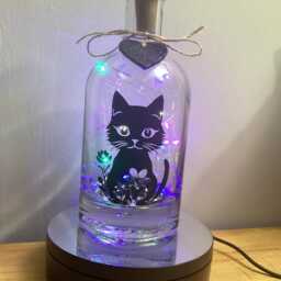 Personalised Cute Cat Light Up Bottle, Bottle Lamp With Gift Messaging Service & Bag - thumbnail 4