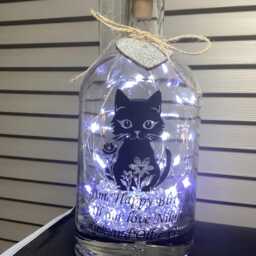 Personalised Cute Cat Light Up Bottle, Bottle Lamp With Gift Messaging Service & Bag - thumbnail 2