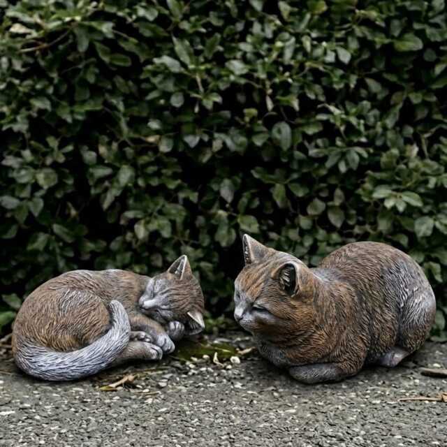 Laying Kitten Sculpture Concrete Cat Figurine Cement Animal Statue Outdoor Animals Ornament Handmade Sleeping Decoration Lover Gift - image 1