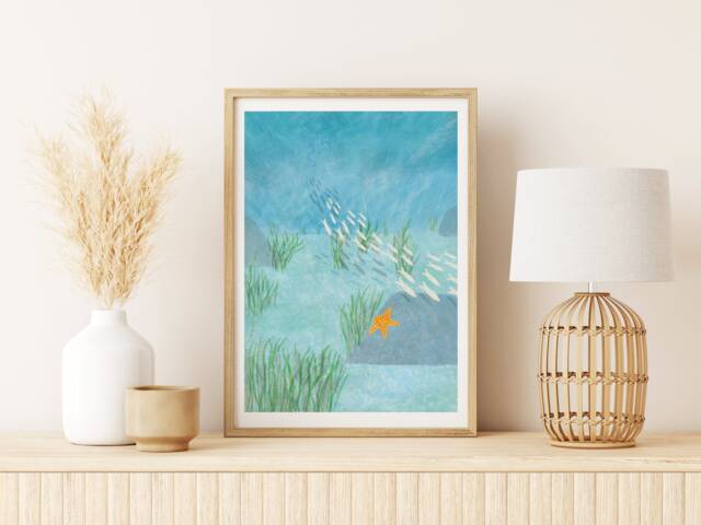Sea Animals Poster - Children's Illustration Wall Decor Wall Art Nursery Room - image 1