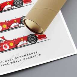 Michael Schumacher Championship Cars Poster Hand Drawn Ferrari Art Racing Car Wall Decor - thumbnail 2