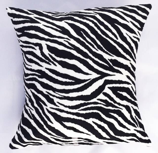 Zebra Pillow Cover, Designer Throw Pillow, Decorative Black & White Animal Print Cover - image 1