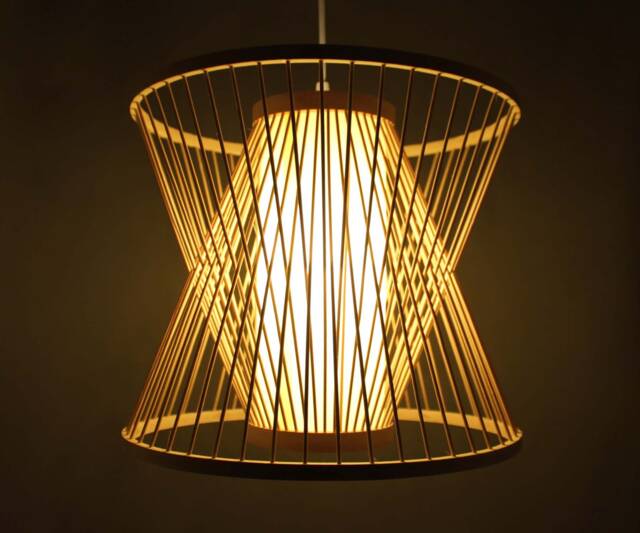 Bamboo Pendant Light Staggered Form Lampshade - image 1