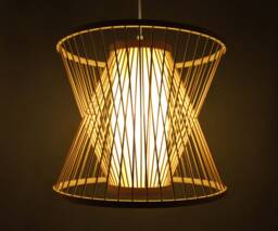 Bamboo Pendant Light Staggered Form Lampshade - thumbnail 1