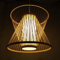 Bamboo Pendant Light Staggered Form Lampshade - thumbnail 2