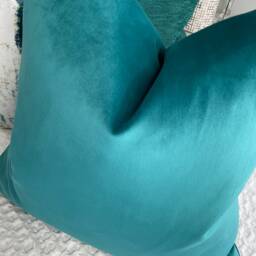 Modern Teal Double Sided Cushion Cover, Scatter Pillow Sham For Sofa Or Bed/John Lewis Fabric Knitted Velvet Polyester - thumbnail 2