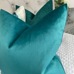 Modern Teal Double Sided Cushion Cover, Scatter Pillow Sham For Sofa Or Bed/John Lewis Fabric Knitted Velvet Polyester - thumbnail 4