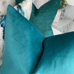 Modern Teal Double Sided Cushion Cover, Scatter Pillow Sham For Sofa Or Bed/John Lewis Fabric Knitted Velvet Polyester - thumbnail 3