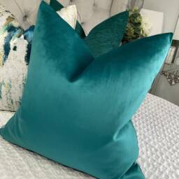 Modern Teal Double Sided Cushion Cover, Scatter Pillow Sham For Sofa Or Bed/John Lewis Fabric Knitted Velvet Polyester