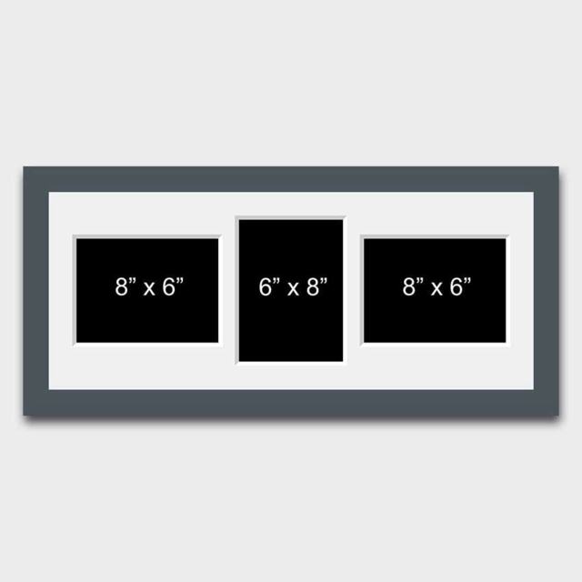 Multi Photo Picture Frame - Grey Wooden Collage, Holds 3 Photos - image 1