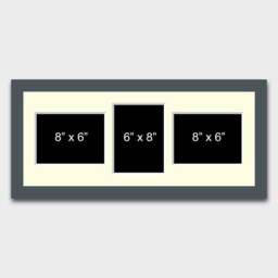 Multi Photo Picture Frame - Grey Wooden Collage, Holds 3 Photos - thumbnail 2