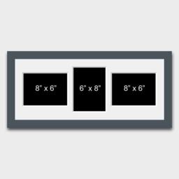 Multi Photo Picture Frame - Grey Wooden Collage, Holds 3 Photos