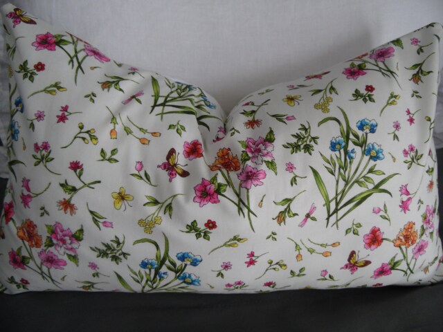 Spring Floral Pillow Cover Cotton Toss Pillow, Country Decor - image 1