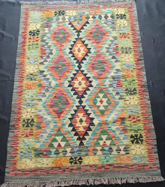 Kilim Rug Classic, Handmade Artisan Afghan Turkish Aztec Geometric Wool 152x109 cm - image 1