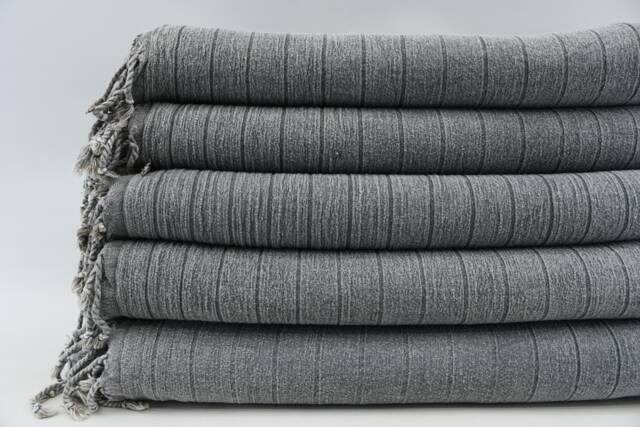 "Striped Stone Washed Towel, 34""x67" - image 1